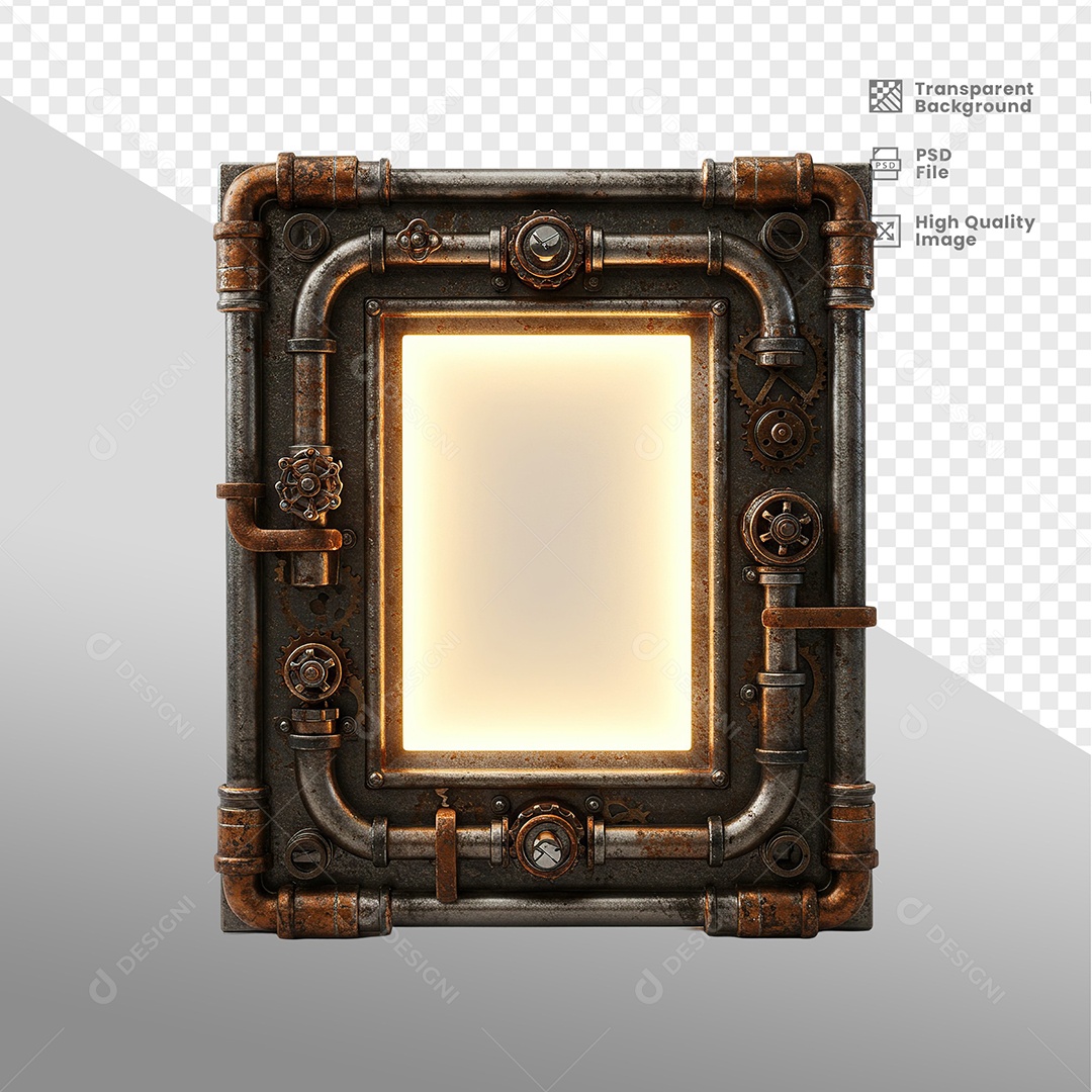 Quadro Com Bordas de Ferro Elemento 3D Para Composição PSD