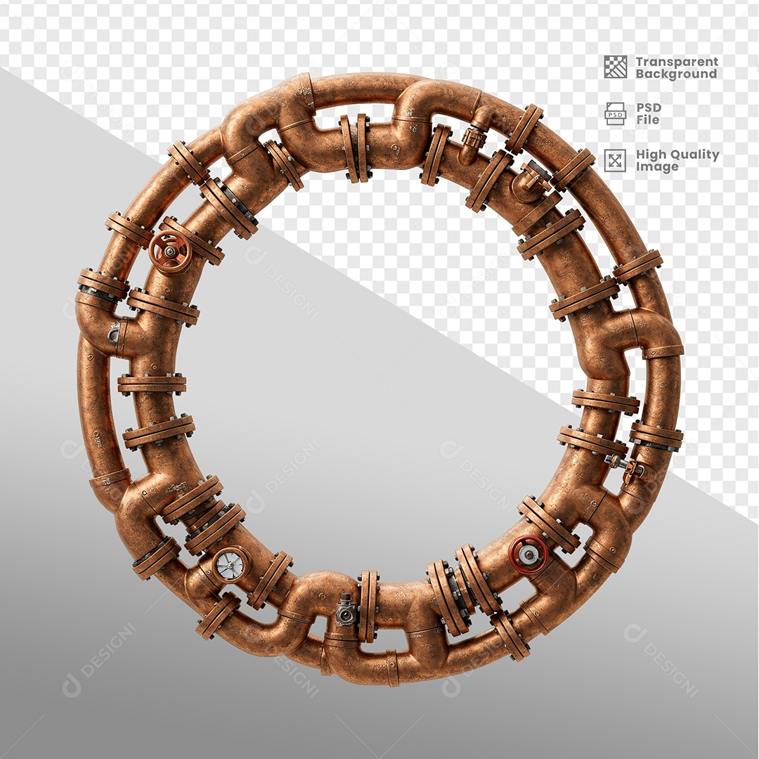 Círculo de Metal Velho Enferrujado Elemento 3D Para Composição PSD