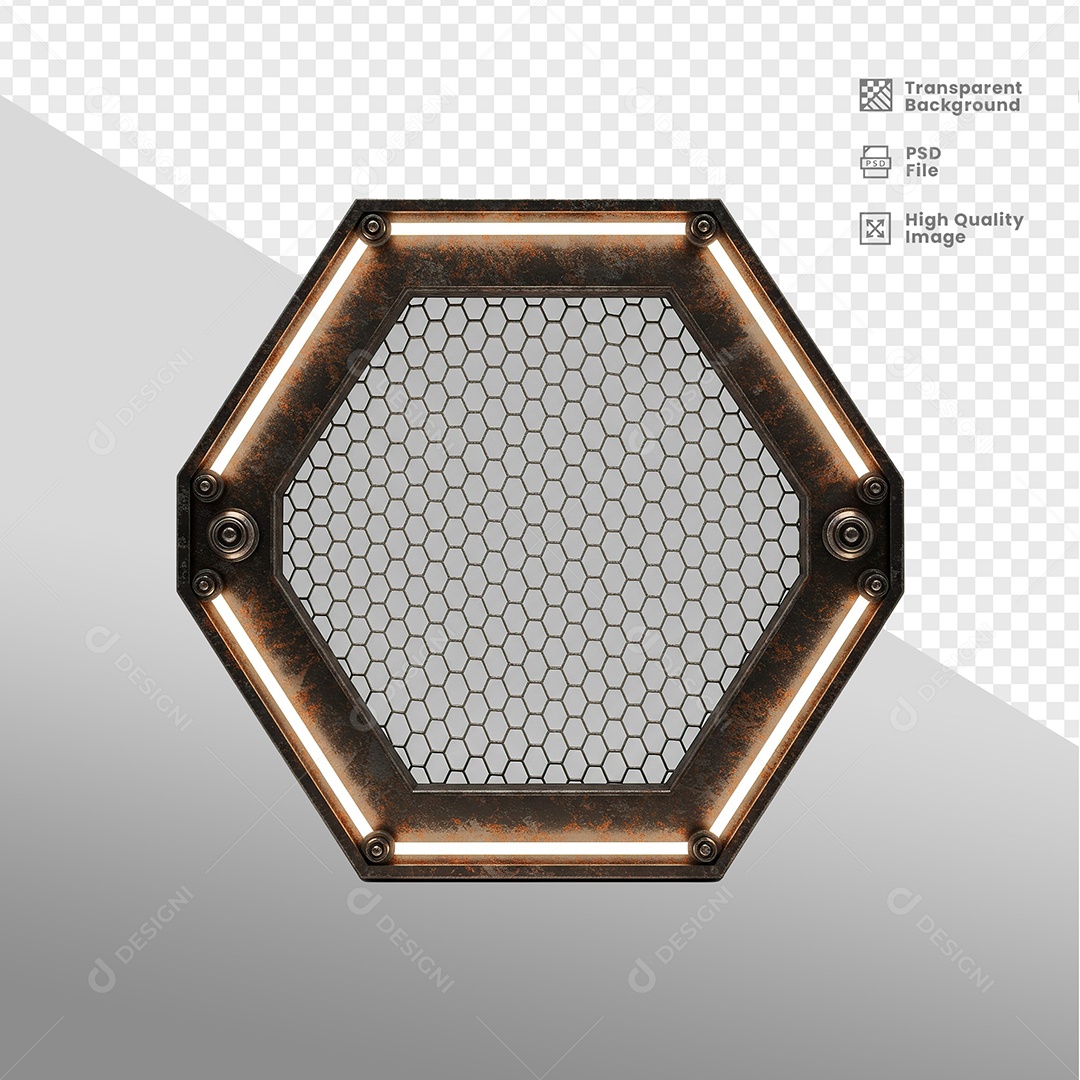Placa de Metal Com Led Elemento 3D Para Composição PSD