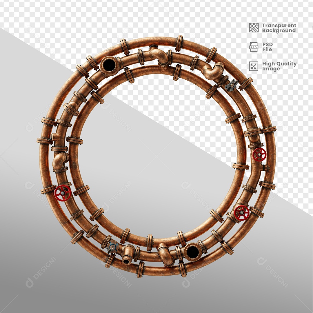 Círculo de Metal Velho Enferrujado Elemento 3D Para Composição PSD