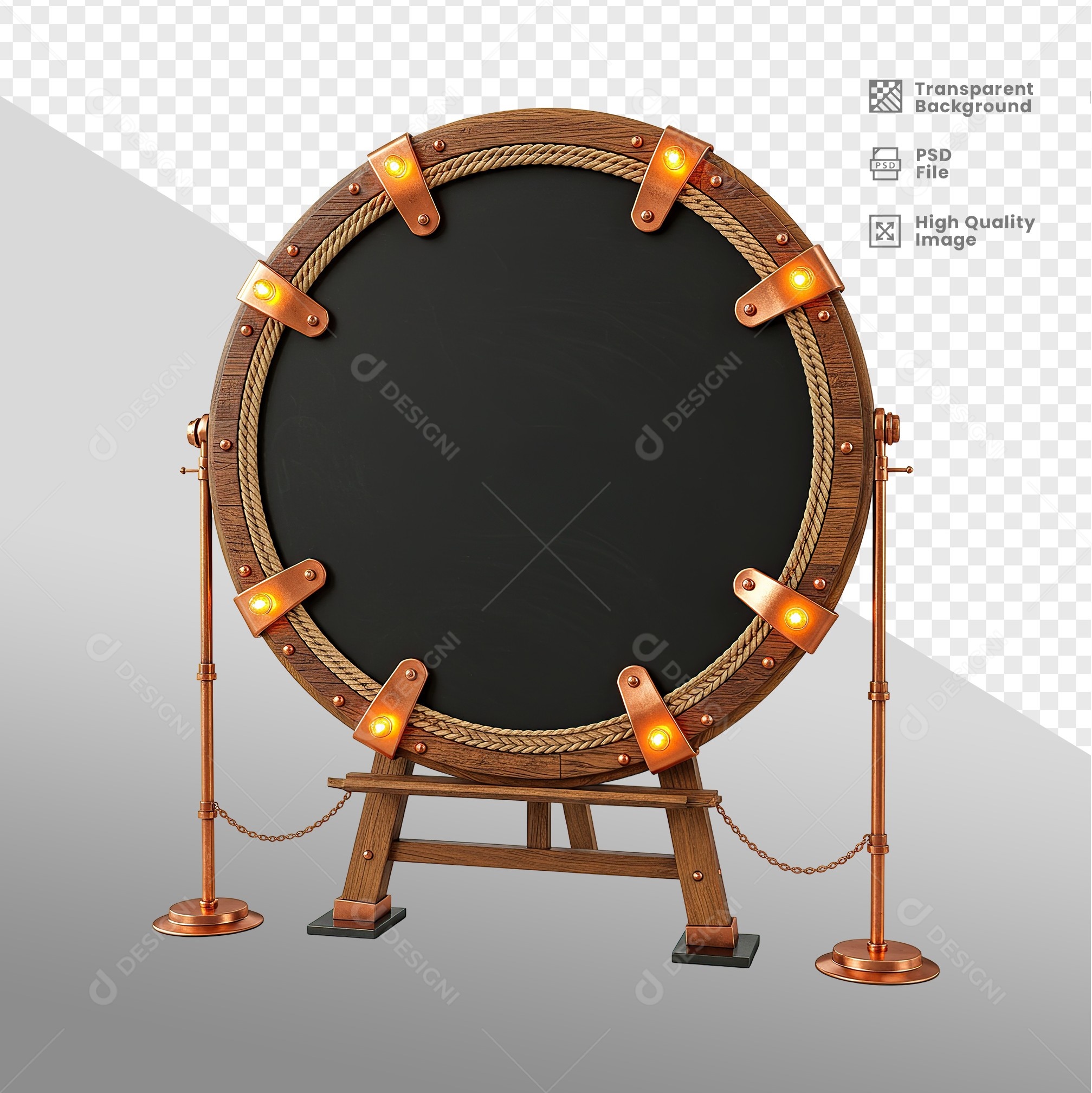 Roda De Madeira Com Cordas Elemento 3D Para Composição PSD