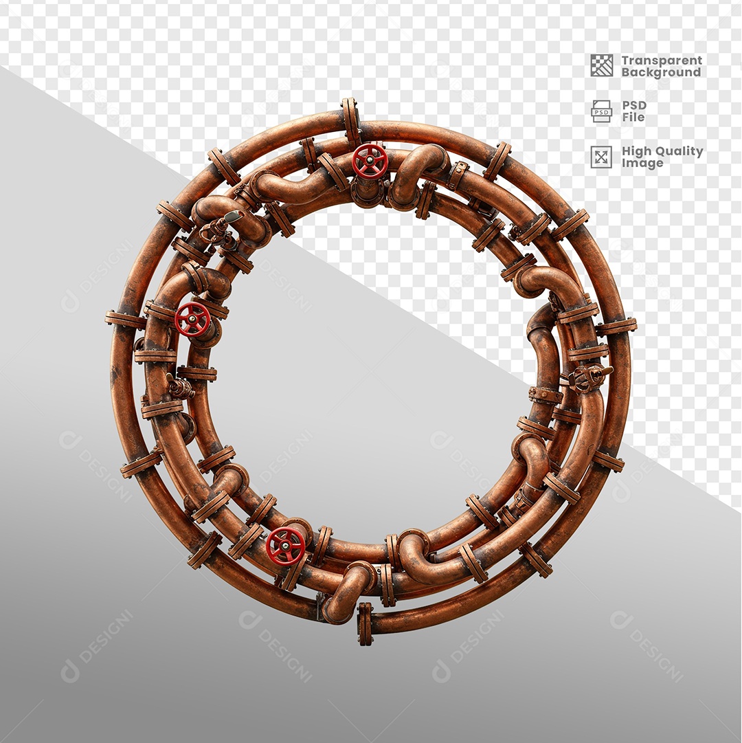 Círculo de Metal Velho Enferrujado Elemento 3D Para Composição PSD