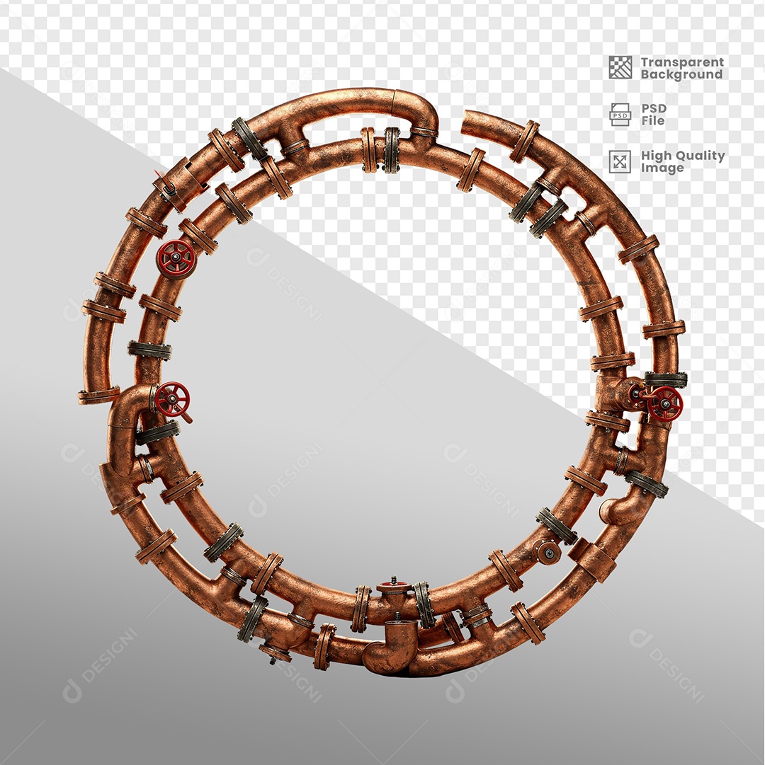 Círculo de Metal Velho Enferrujado Elemento 3D Para Composição PSD