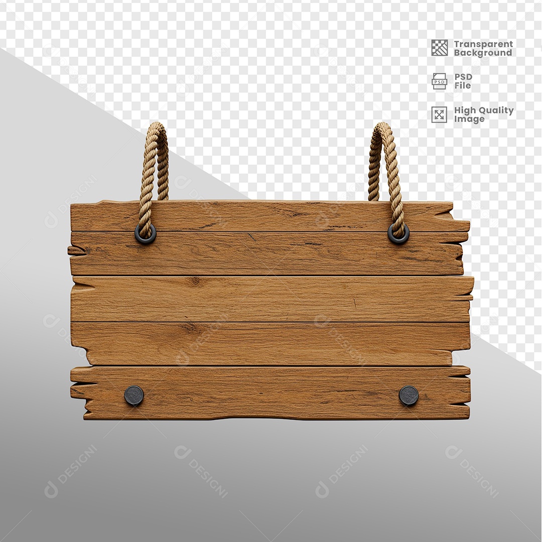 Placa de Madeira com Luz Elemento 3D para Composição PSD