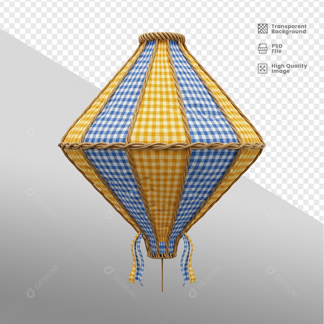 Balão de São João Elemento 3D para Composição PSD