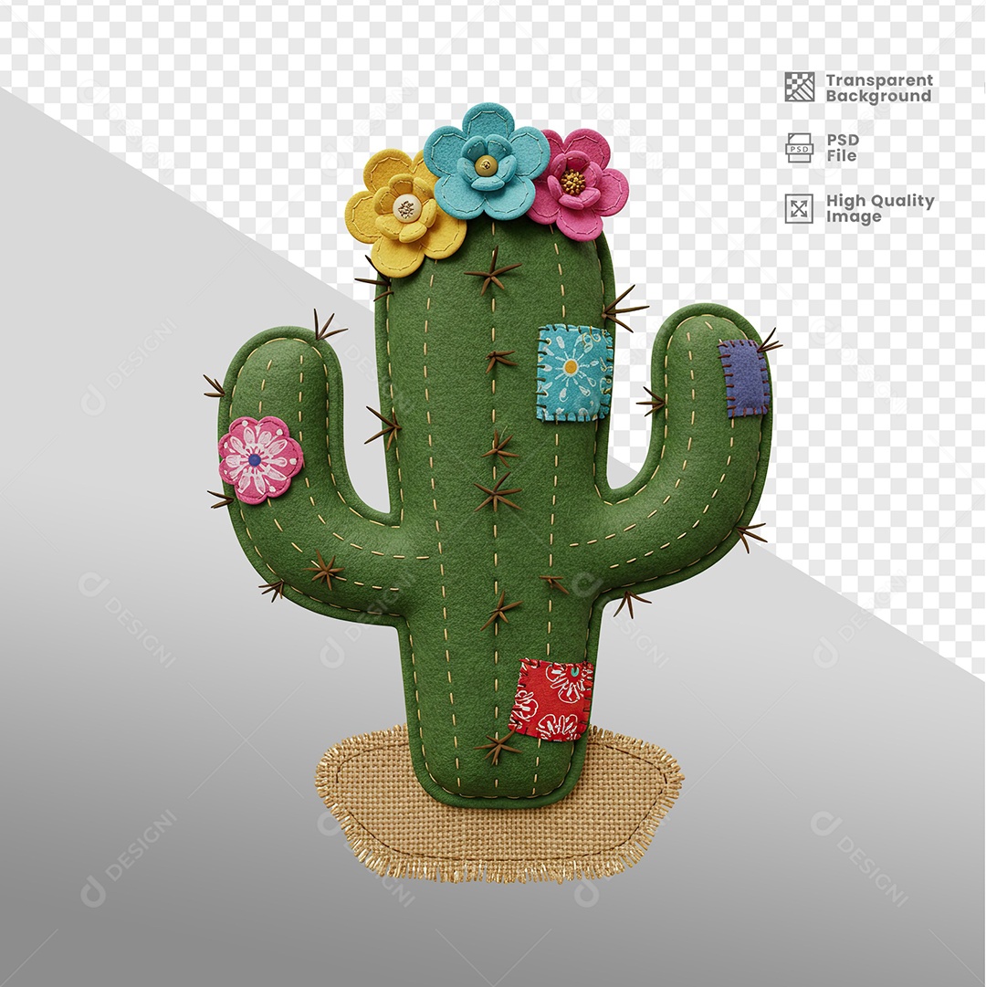 Cacto de São João Elemento 3D para Composição PSD
