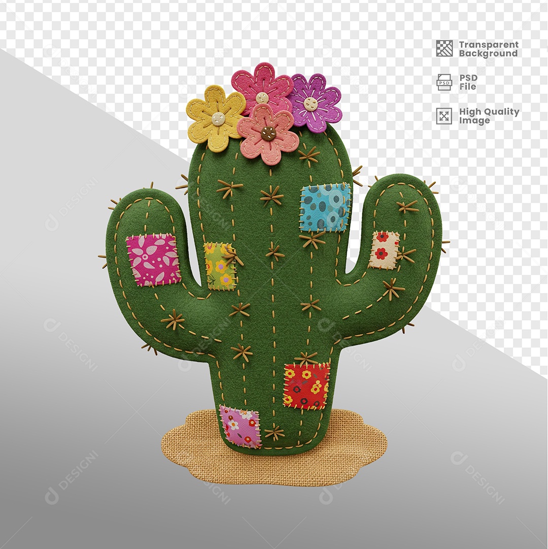 Cacto de São João Elemento 3D para Composição PSD