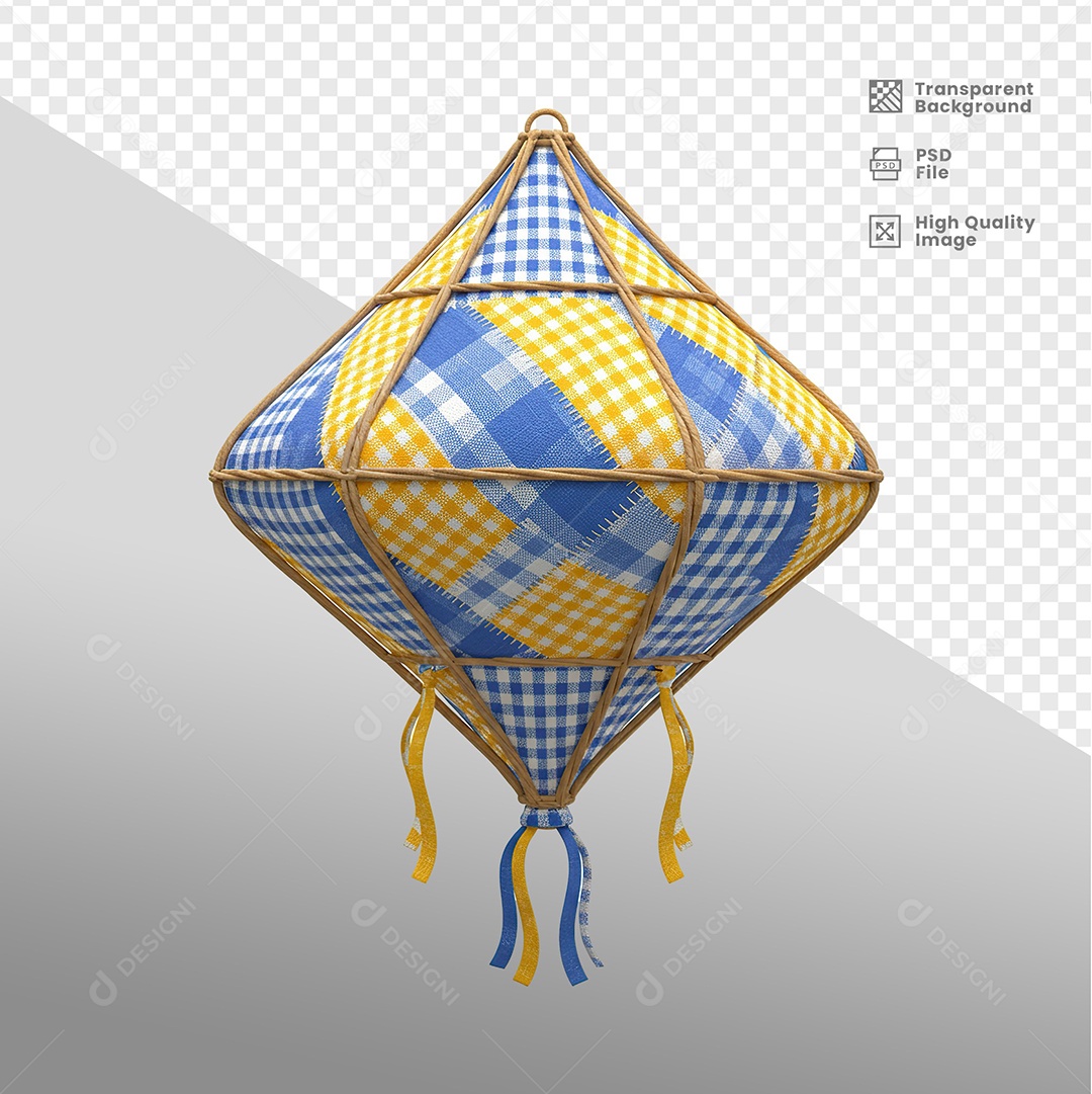 Balão de São João Elemento 3D para Composição PSD