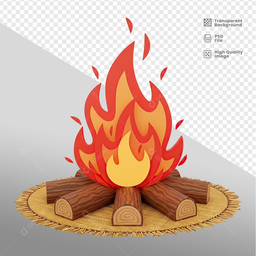 Fogueira de São João Elemento 3D para Composição PSD