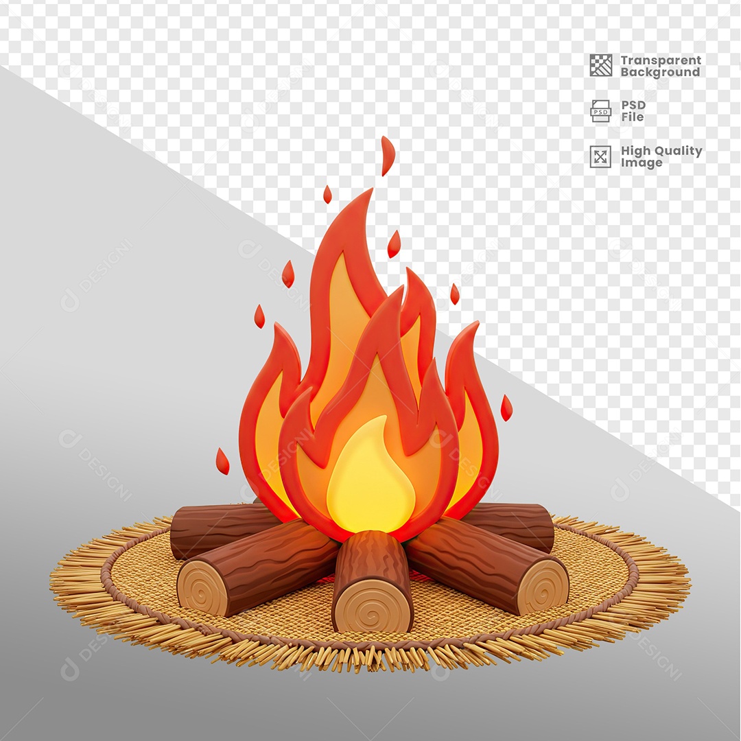 Fogueira de São João Elemento 3D para Composição PSD
