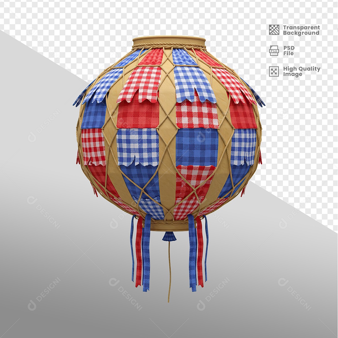 Balão de São João Elemento 3D Para Composição PSD