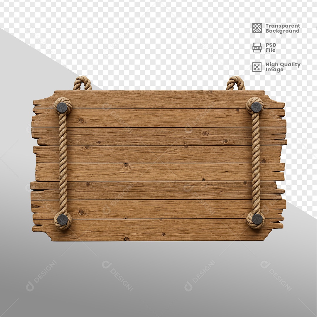 Placa de Madeira Elemento 3D para Composição PSD