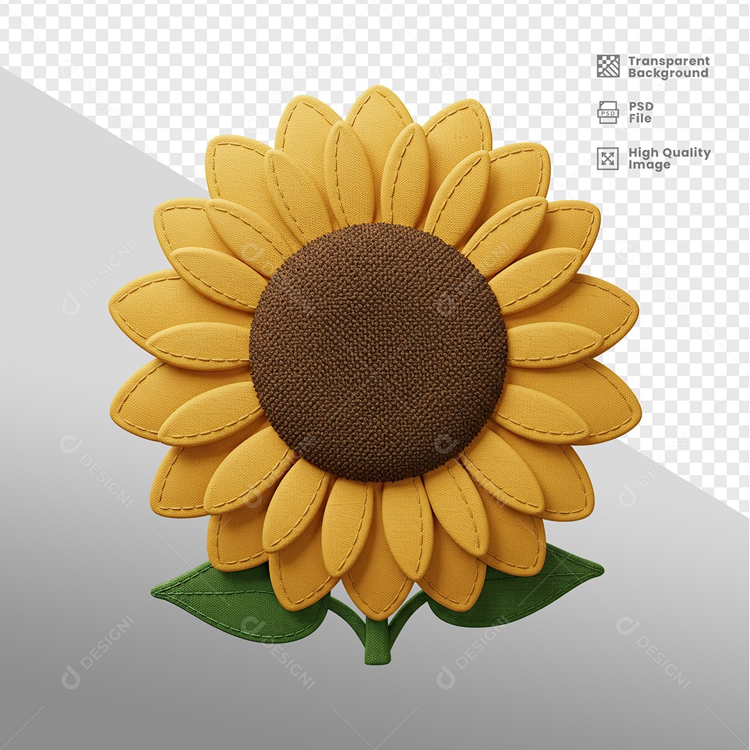 Flor Girassol Elemento 3D Para Composição PSD