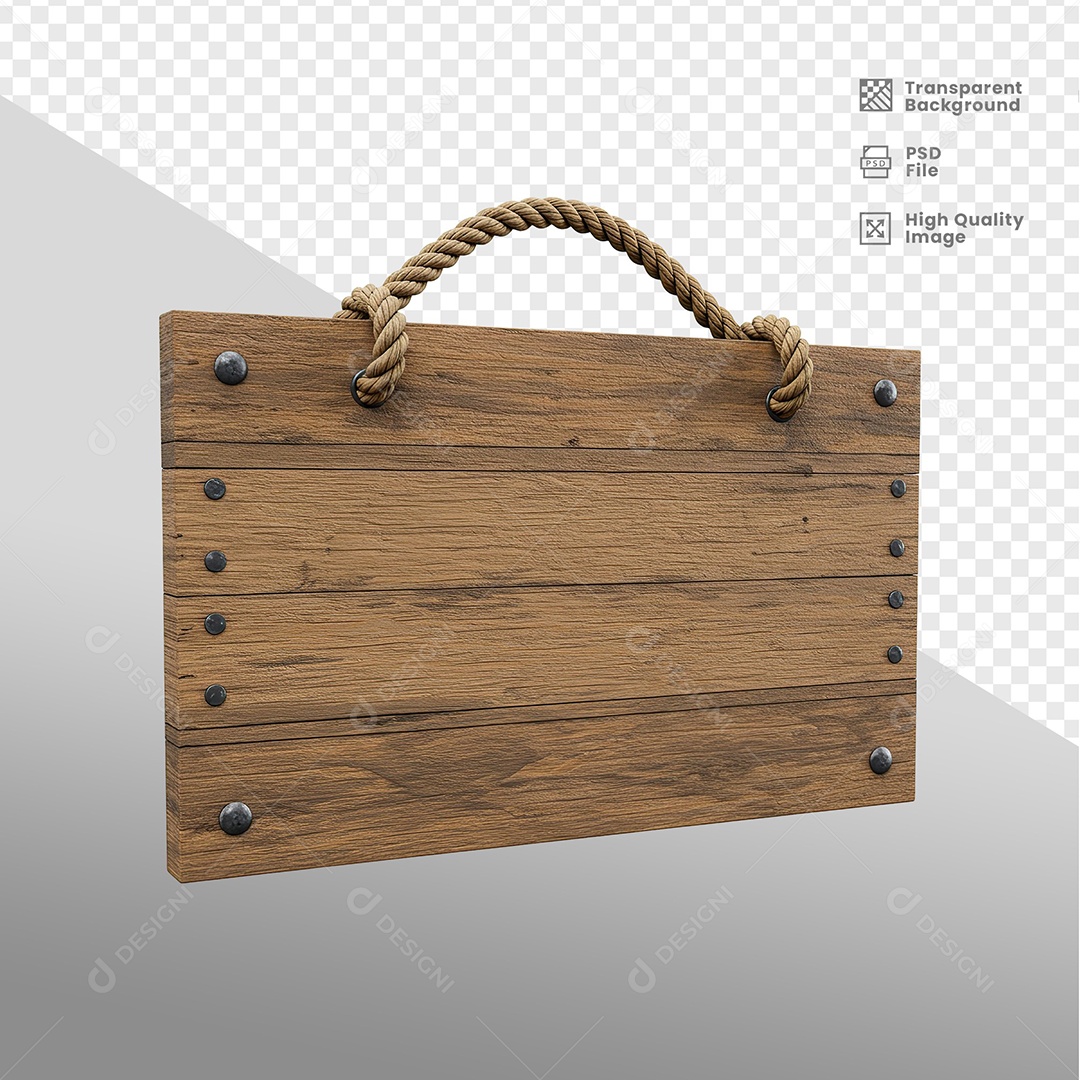 Placa de Madeira Elemento 3D para Composição PSD