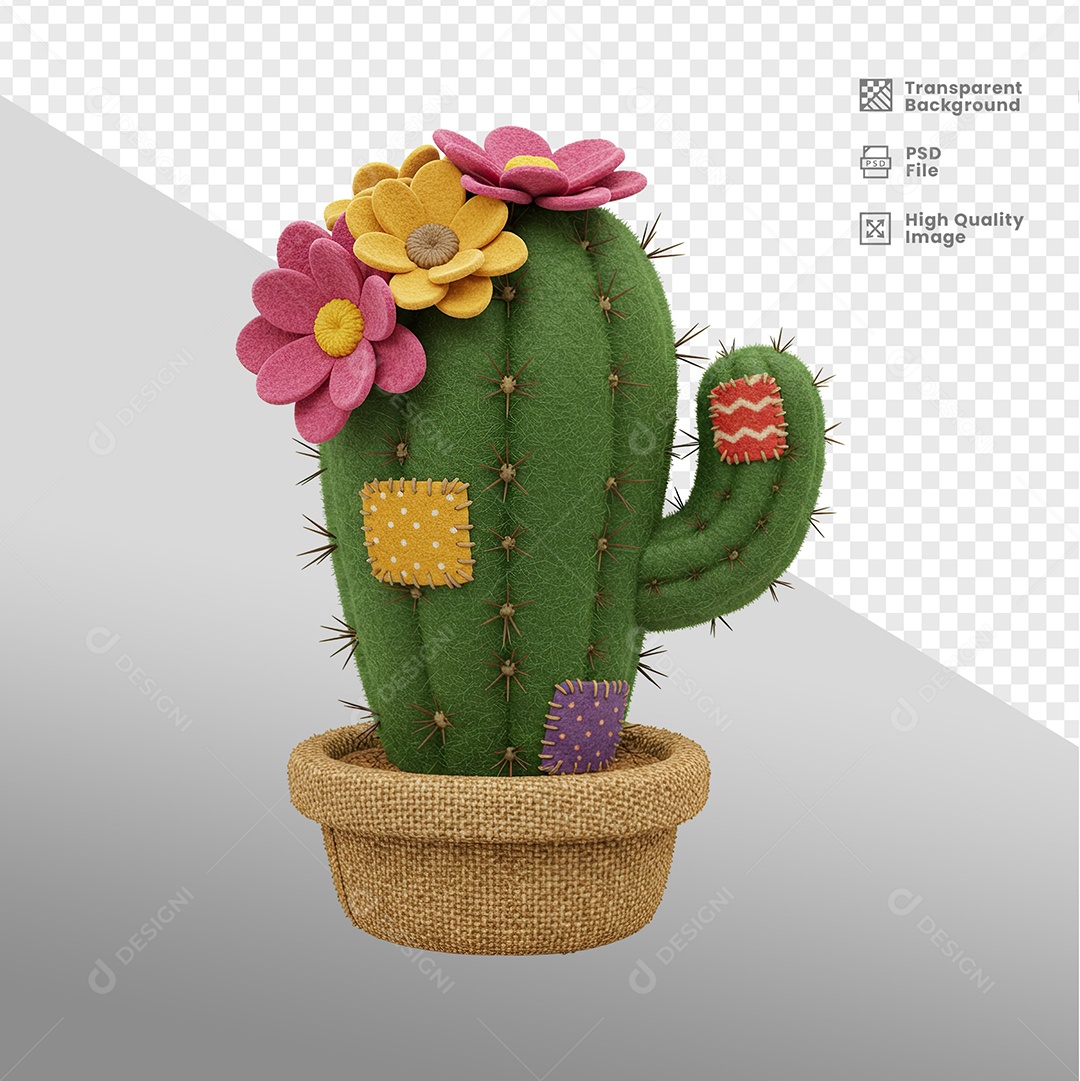 Cacto de São João Elemento 3D para Composição PSD