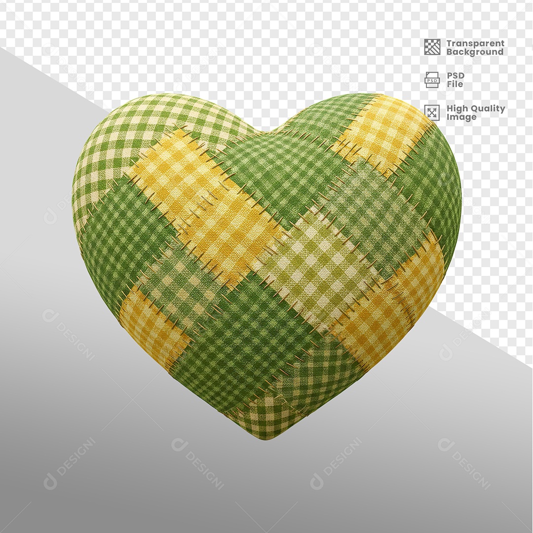 Coração de São João Elemento 3D Para Composição PSD