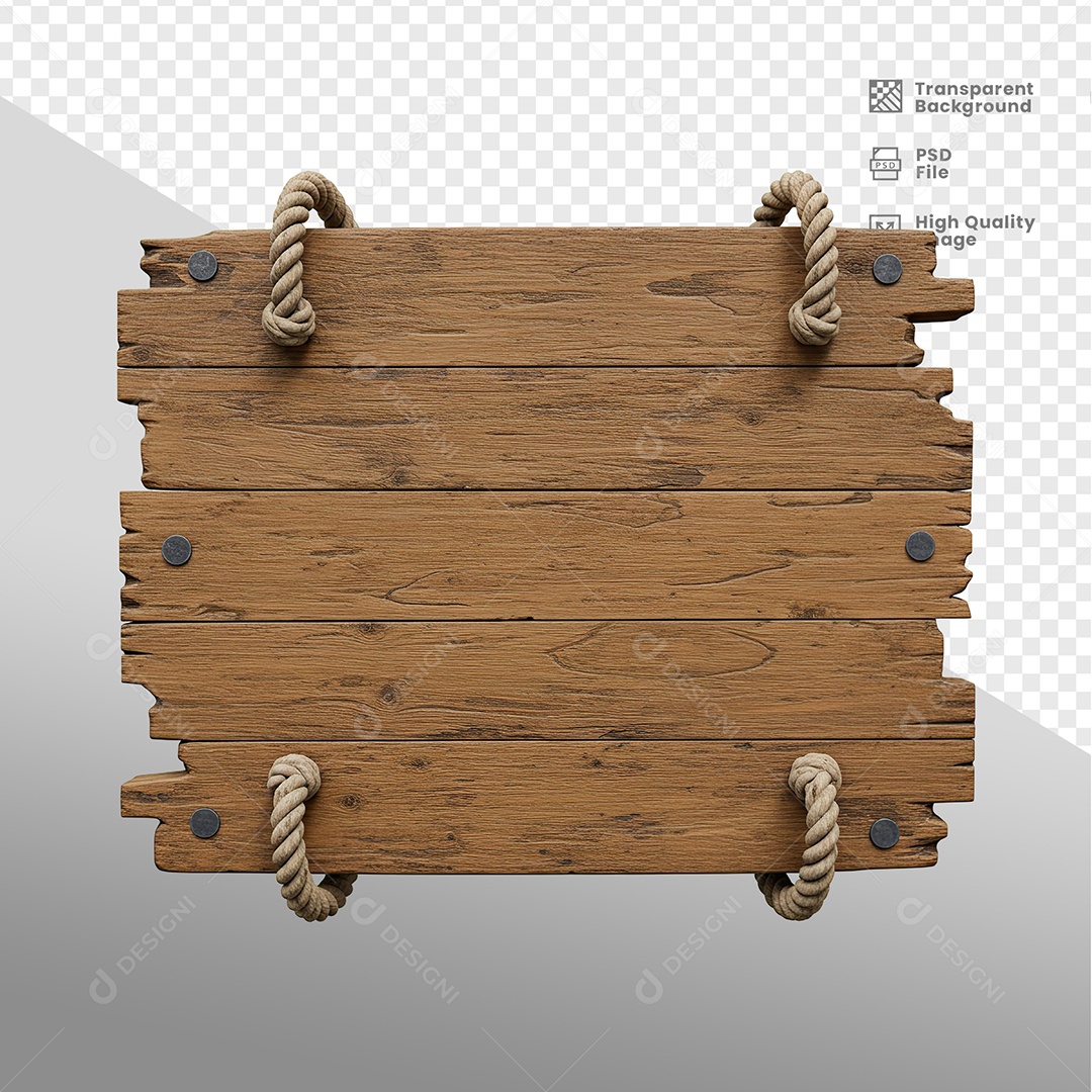 Placa de Madeira Elemento 3D para Composição PSD