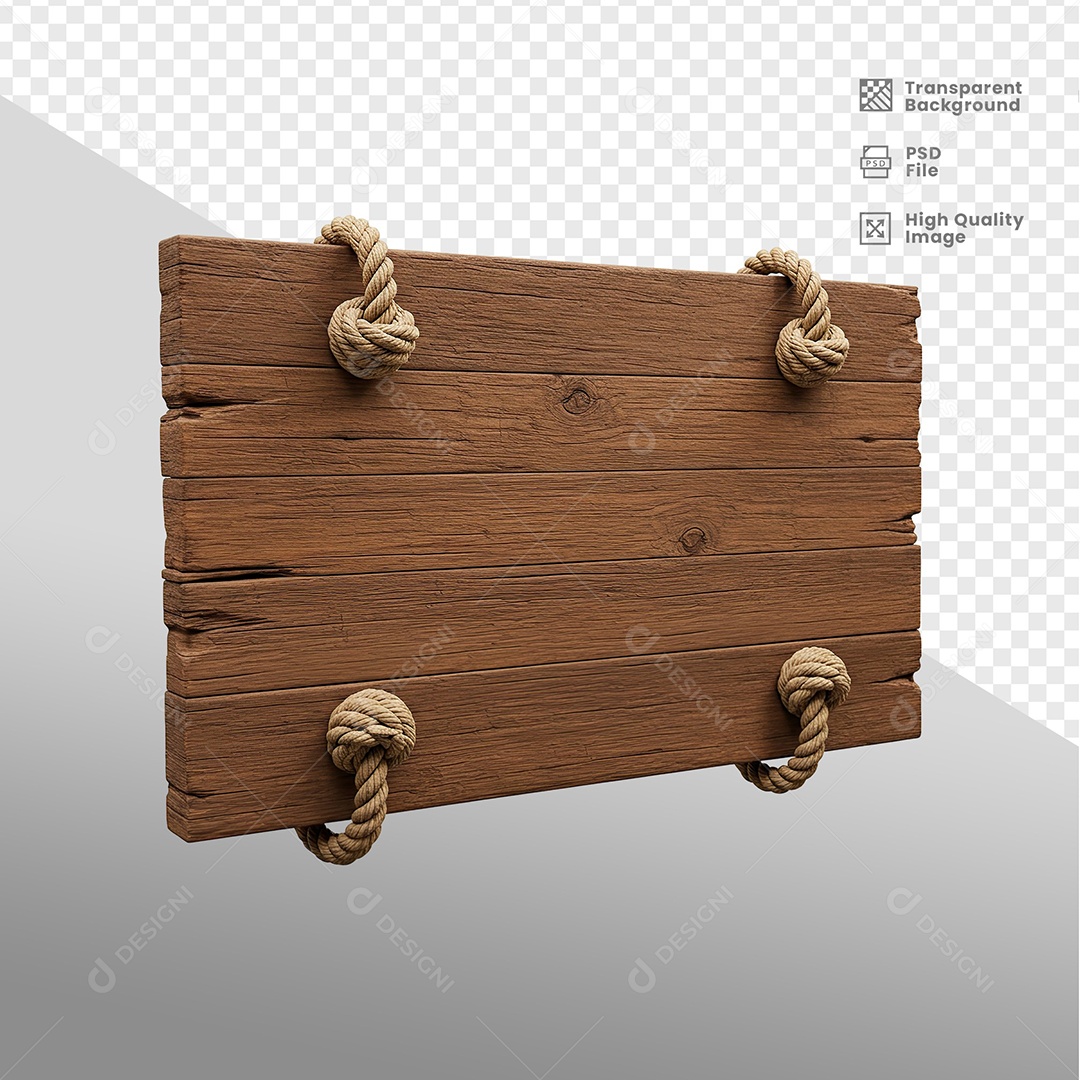 Placa de Madeira Elemento 3D para Composição PSD