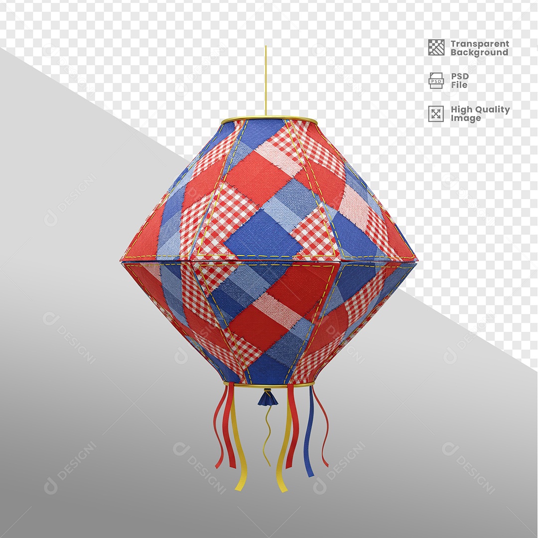 Balão de São João Elemento 3D para Composição PSD