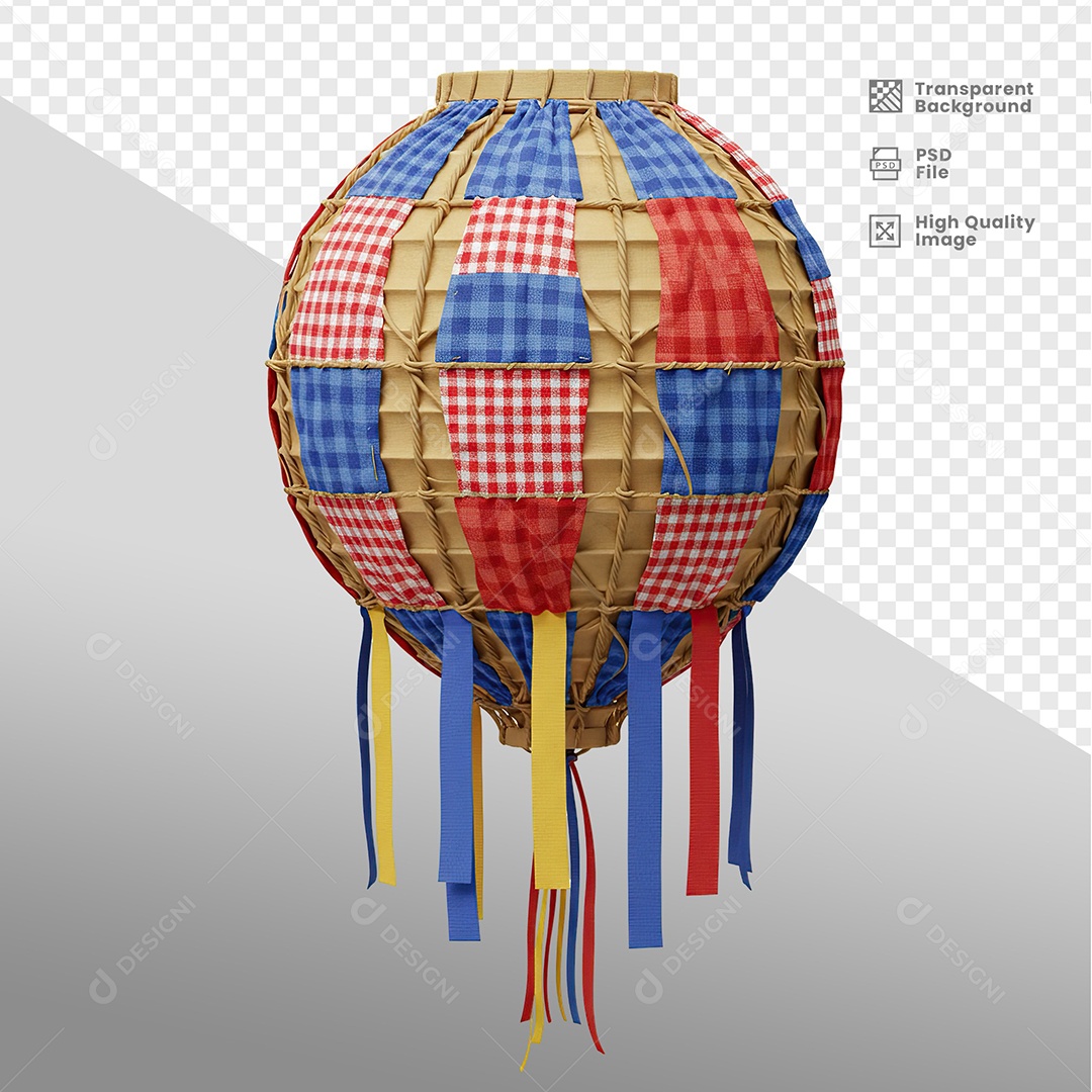 Balão de São João Elemento 3D para Composição PSD