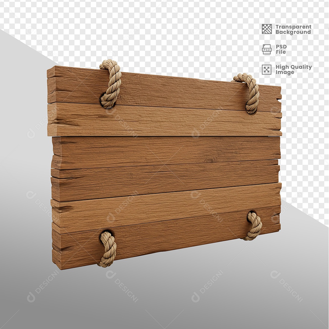 Placa de Madeira Elemento 3D para Composição PSD