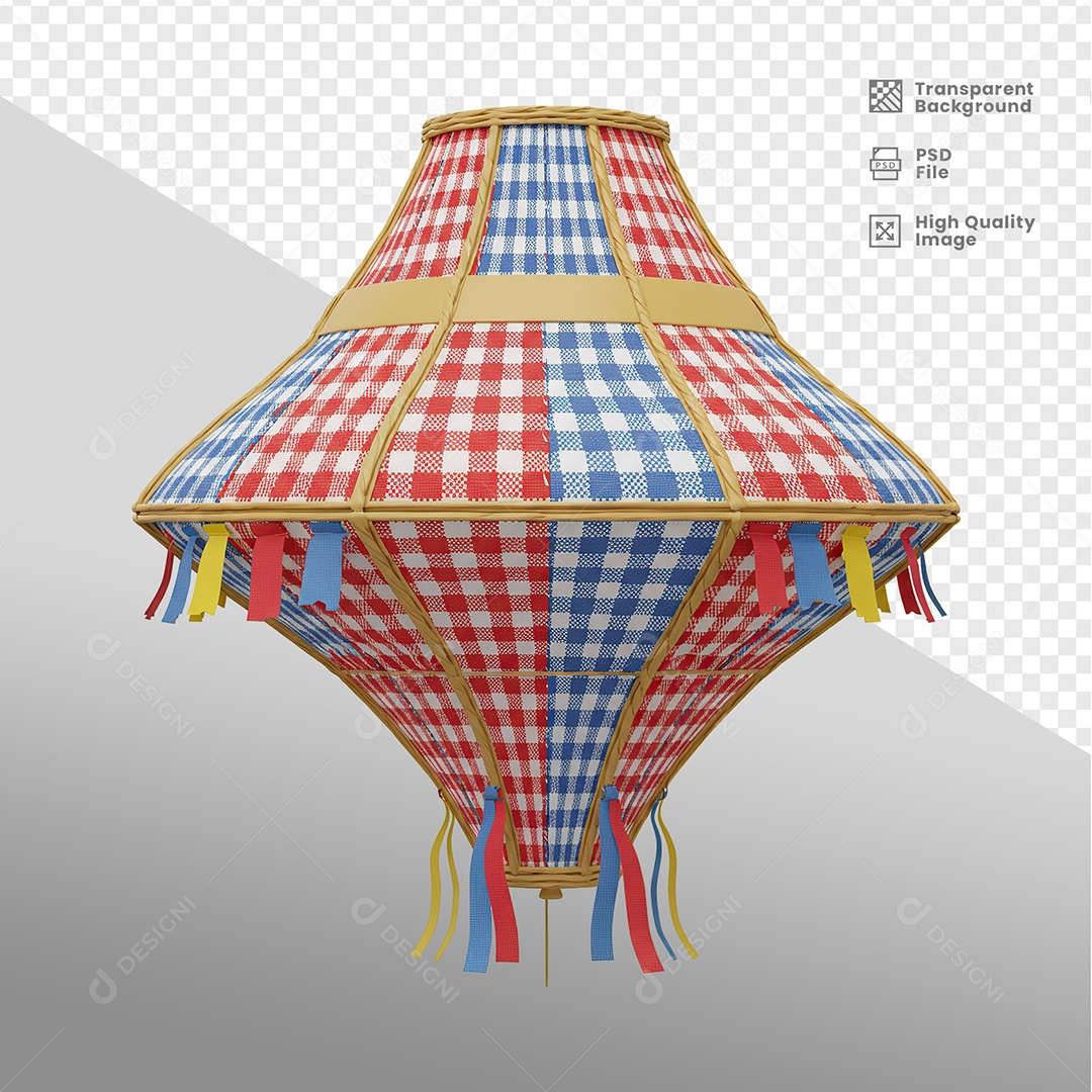 Balão de São João Elemento 3D para Composição PSD