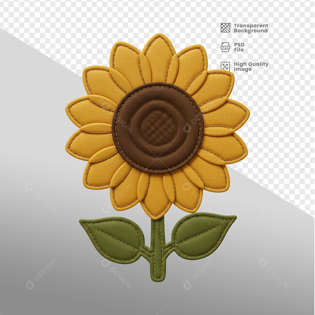 Flor Girassol Elemento 3D Para Composição PSD
