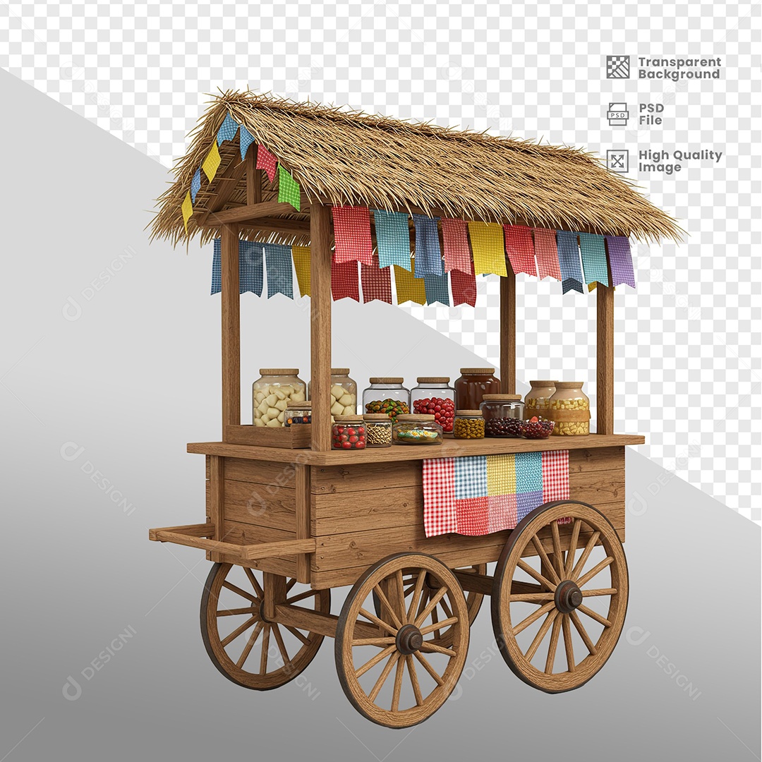 Carruagem Com Comida de São João Elemento 3D Para Composição PSD