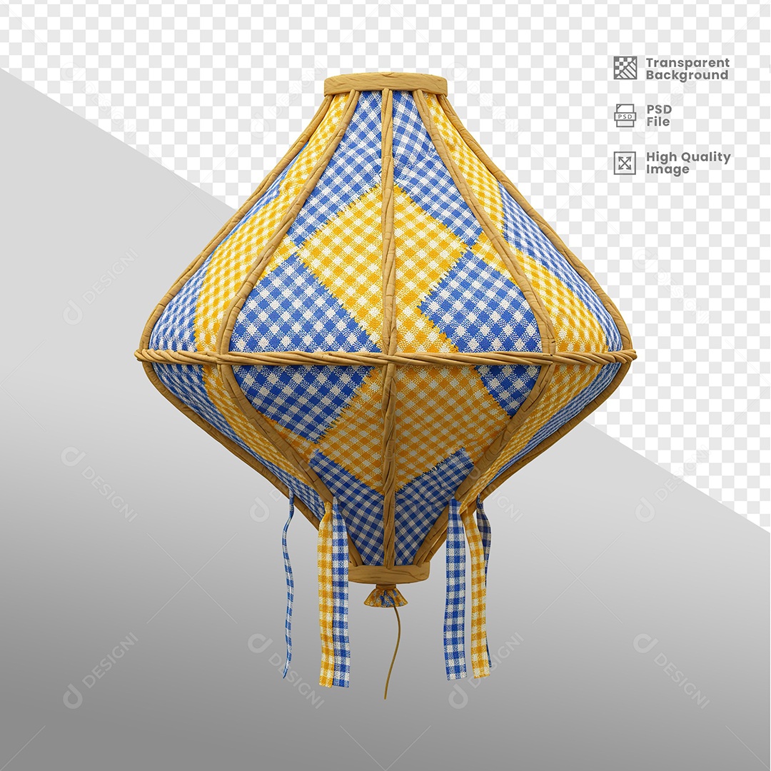Balão de São João Elemento 3D para Composição PSD