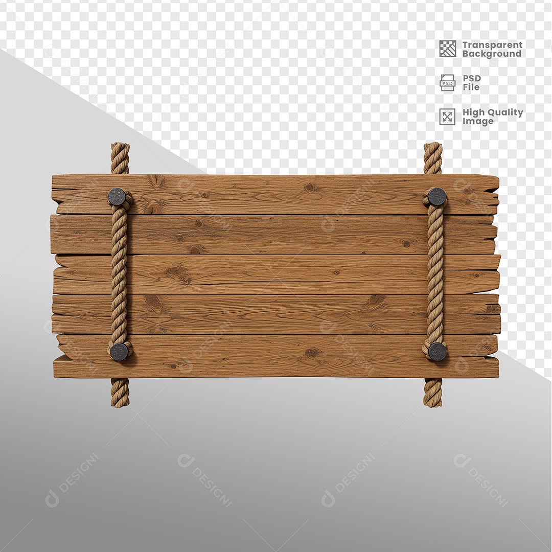 Placa de Madeira com Luz Elemento 3D para Composição PSD