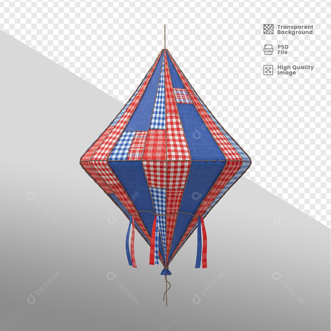 Balão de São João Elemento 3D para Composição PSD