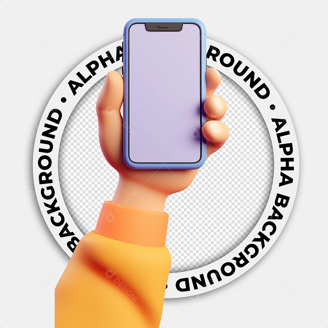 Mão Segurando Celular Elemento 3D Para Composição PSD