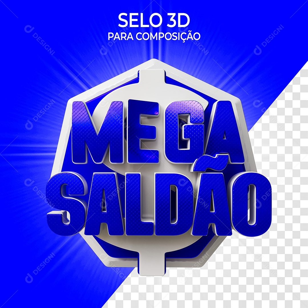 Selo 3D Mega Saldão para Composição PSD