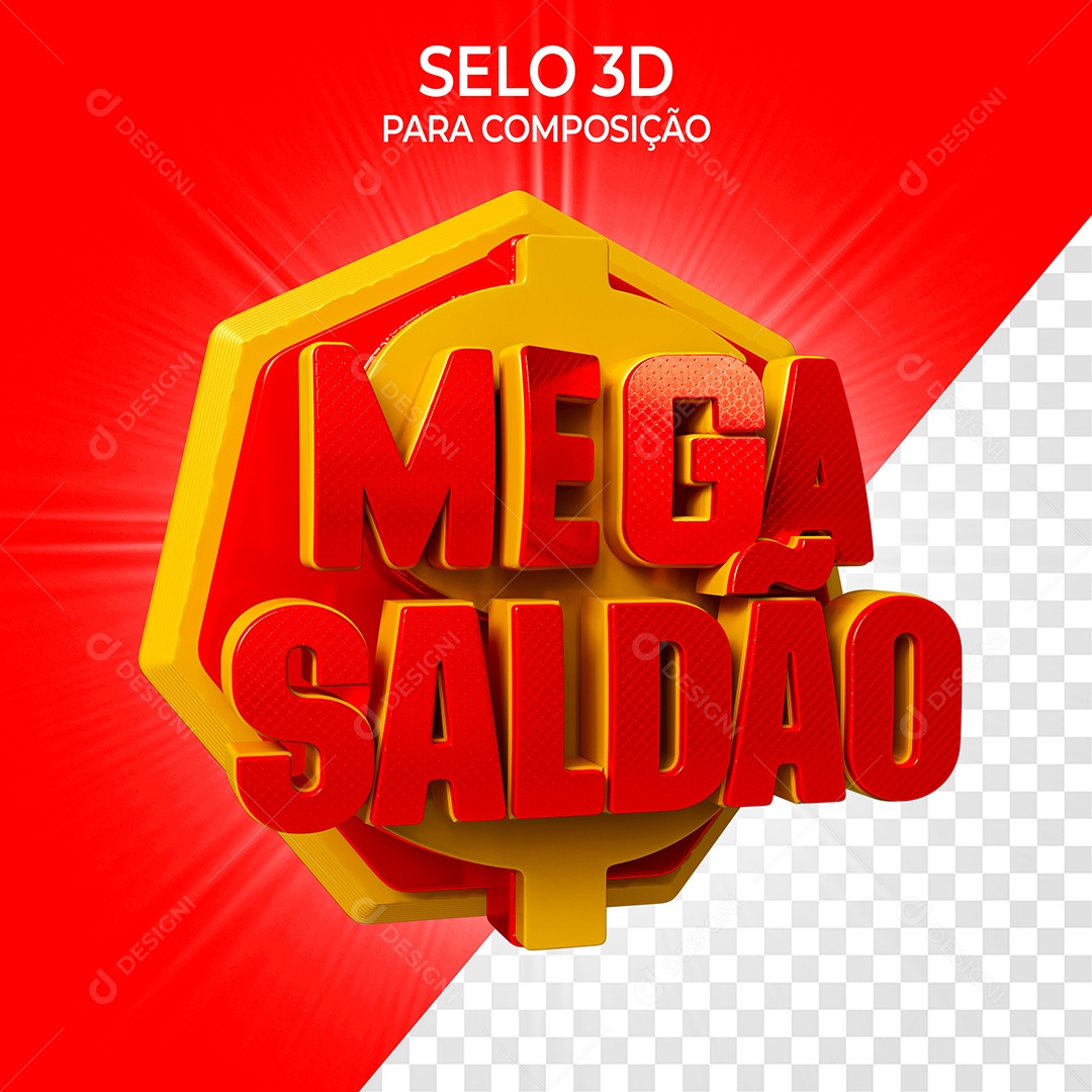 Selo 3D Mega Saldão para Composição PSD