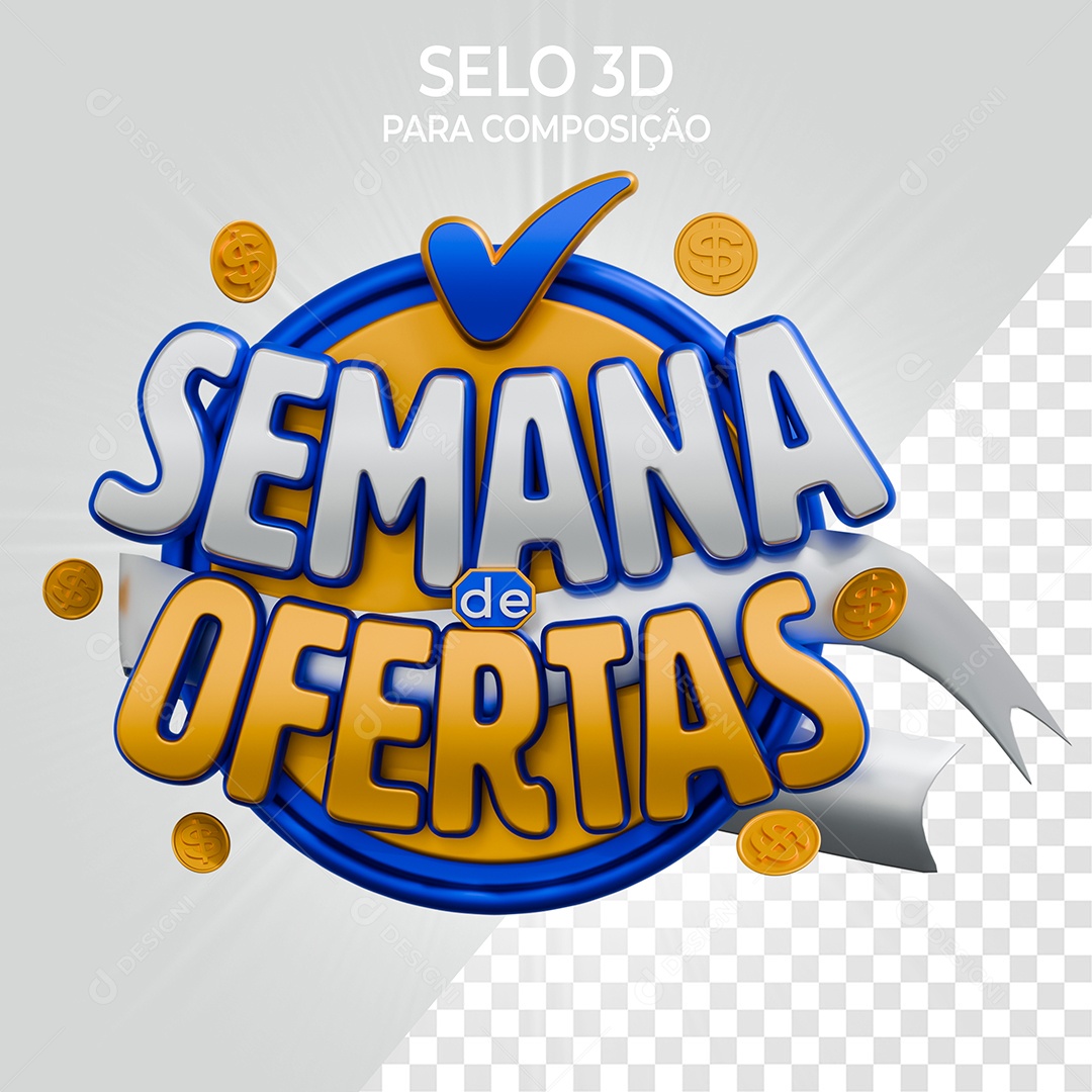 Selo 3D Semana de Ofertas para Composição PSD