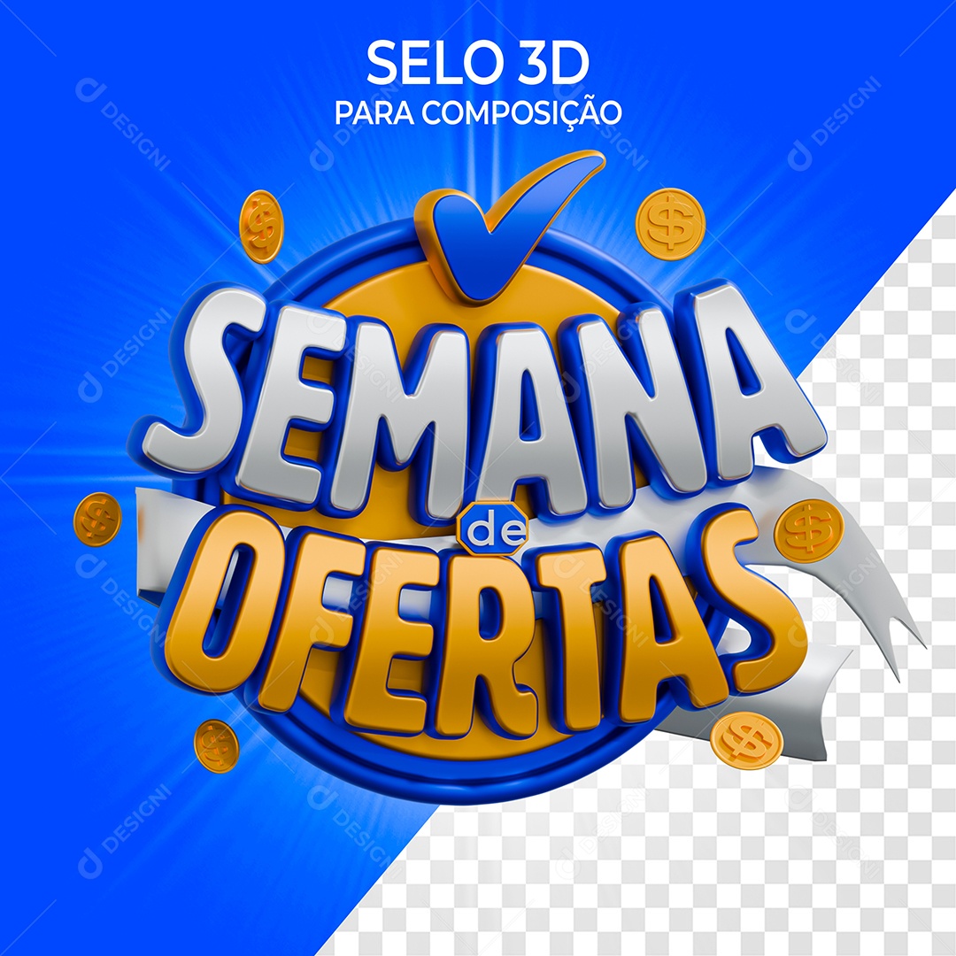Selo 3D Semana de Ofertas para Composição PSD