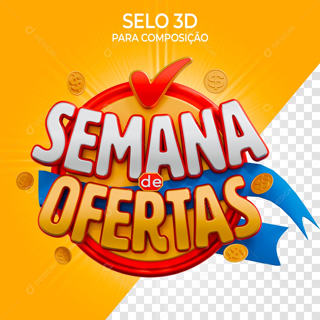 Selo 3D Semana de Ofertas para Composição PSD