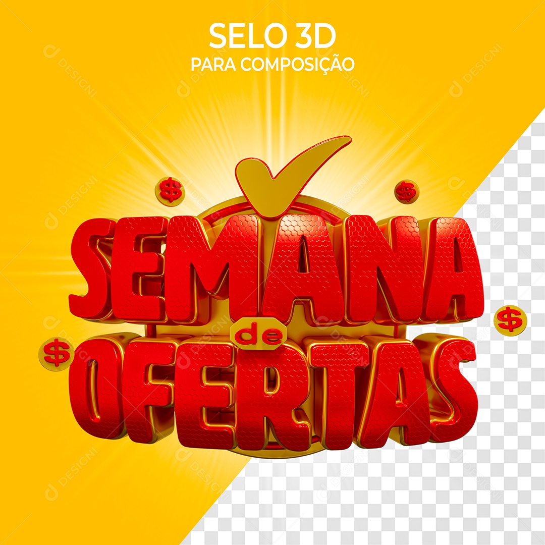 Selo 3D Semana de Ofertas para Composição PSD