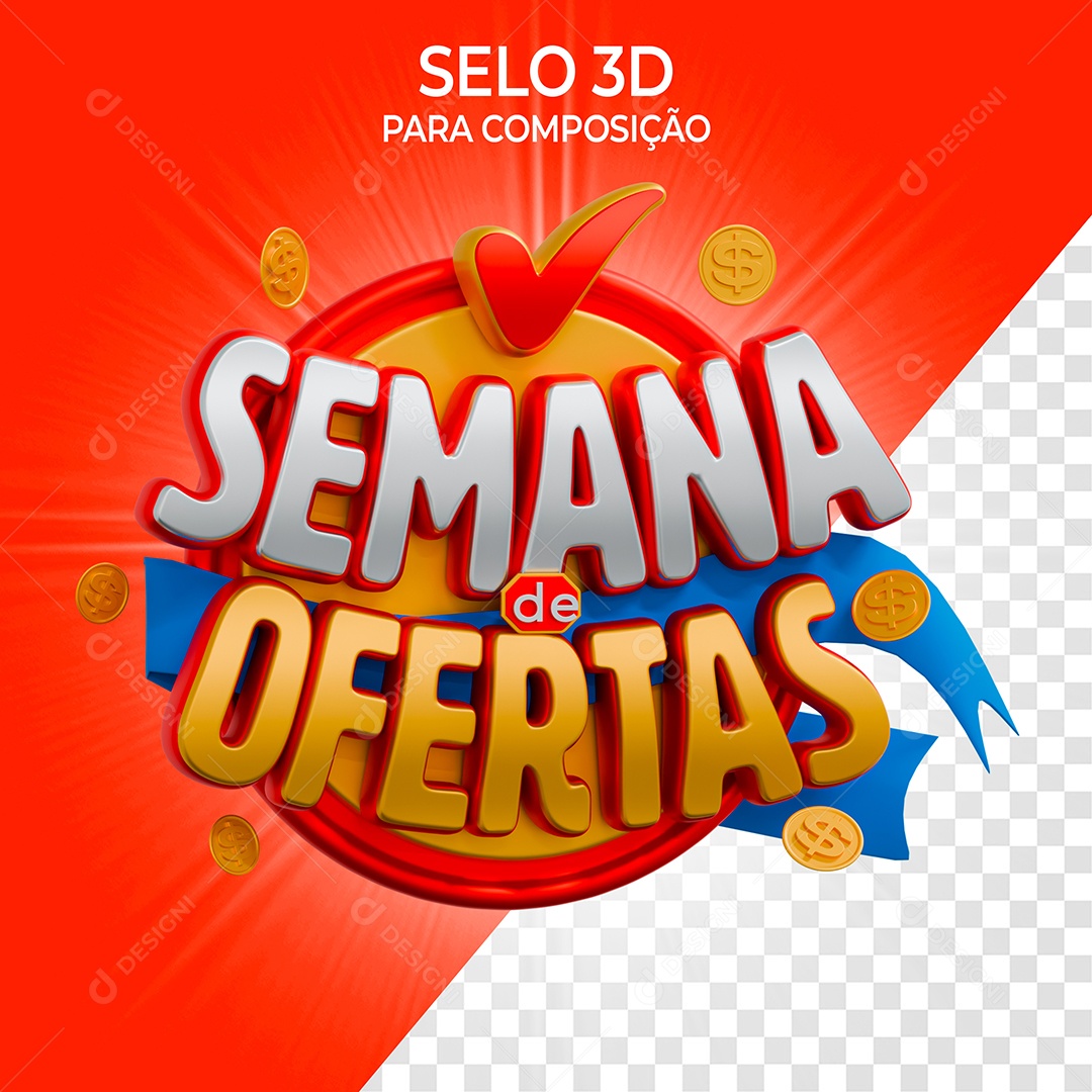 Selo 3D Semana de Ofertas para Composição PSD