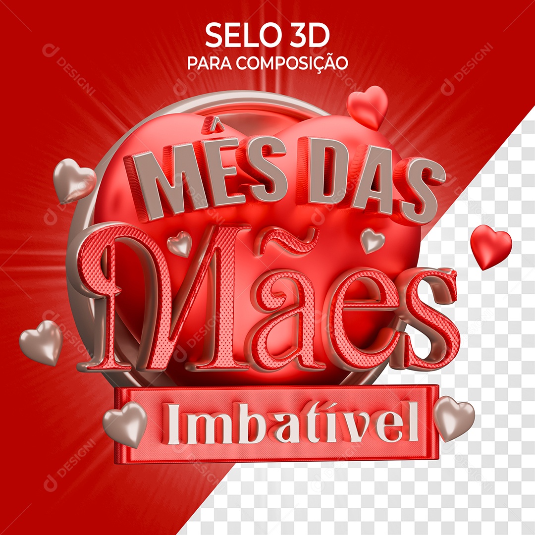 Selo 3D Mês das Mães Imbatível para Composição PSD