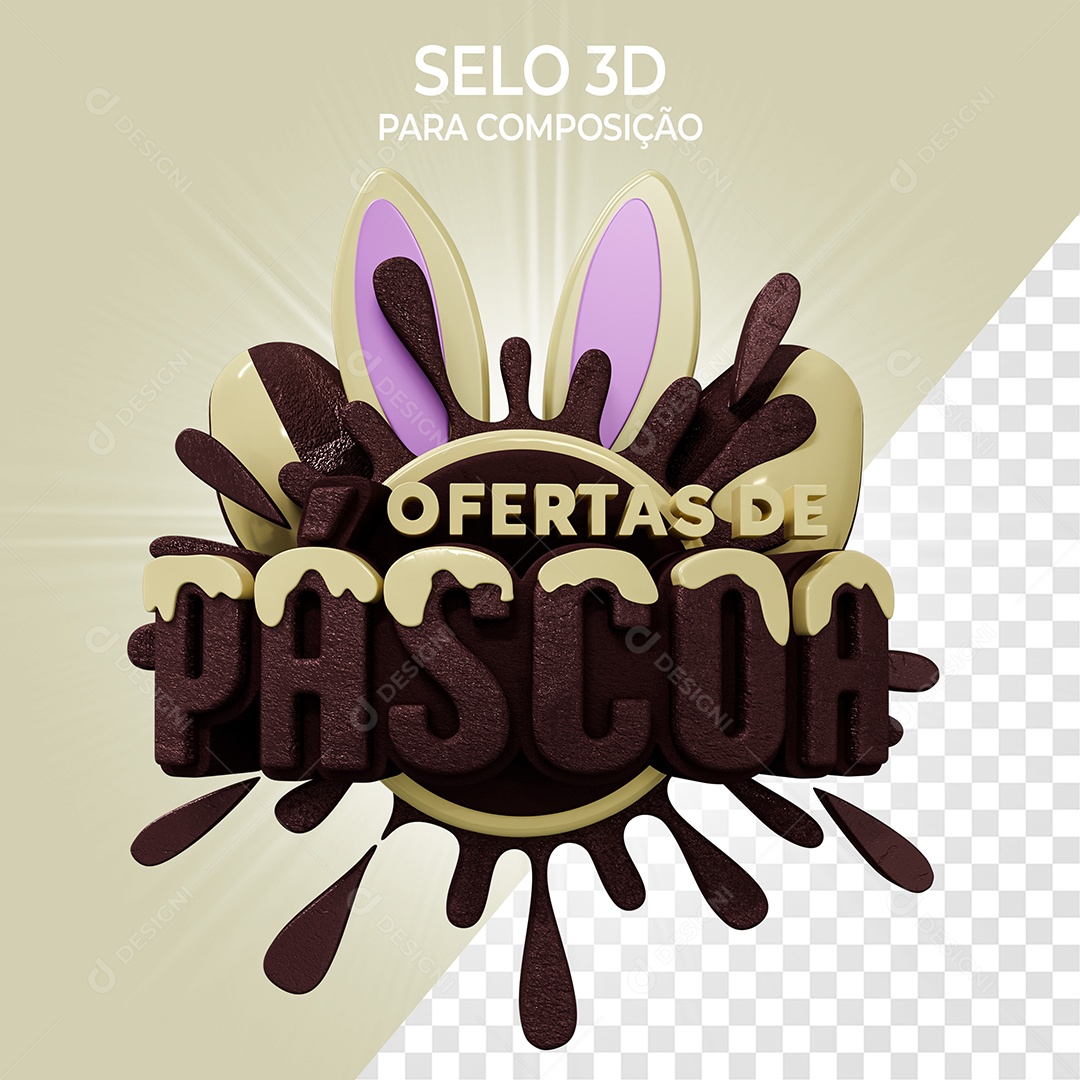 Selo 3D Ofertas de Páscoa Para Composição PSD