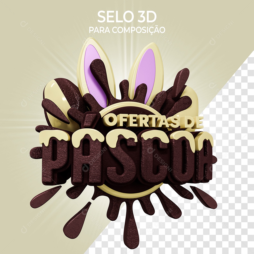 Selo 3D Ofertas de Páscoa Para Composição PSD