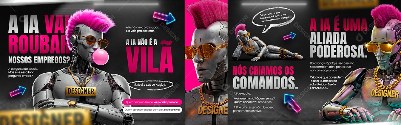 Carrossel Marketing IA não é a Vilã Social Media PSD Editável