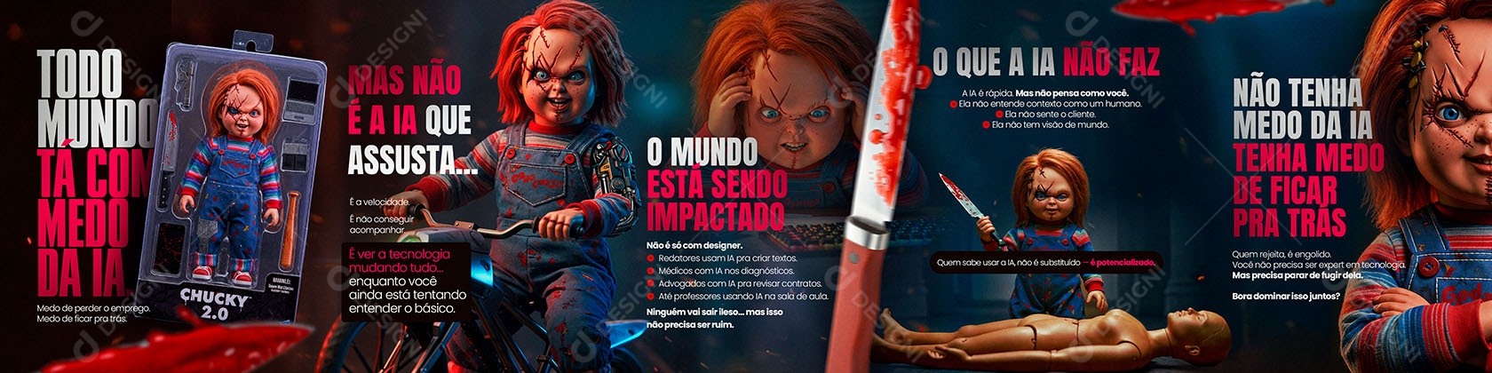 Carrossel Marketing Digital Medo da IA Social Media PSD Editável