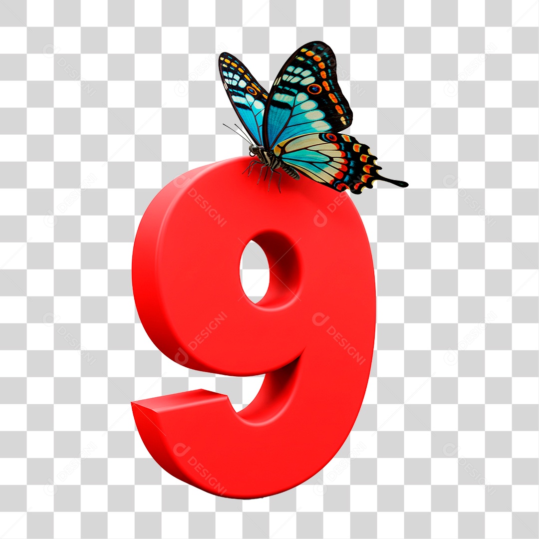 Número 3D 9 PNG Transparente