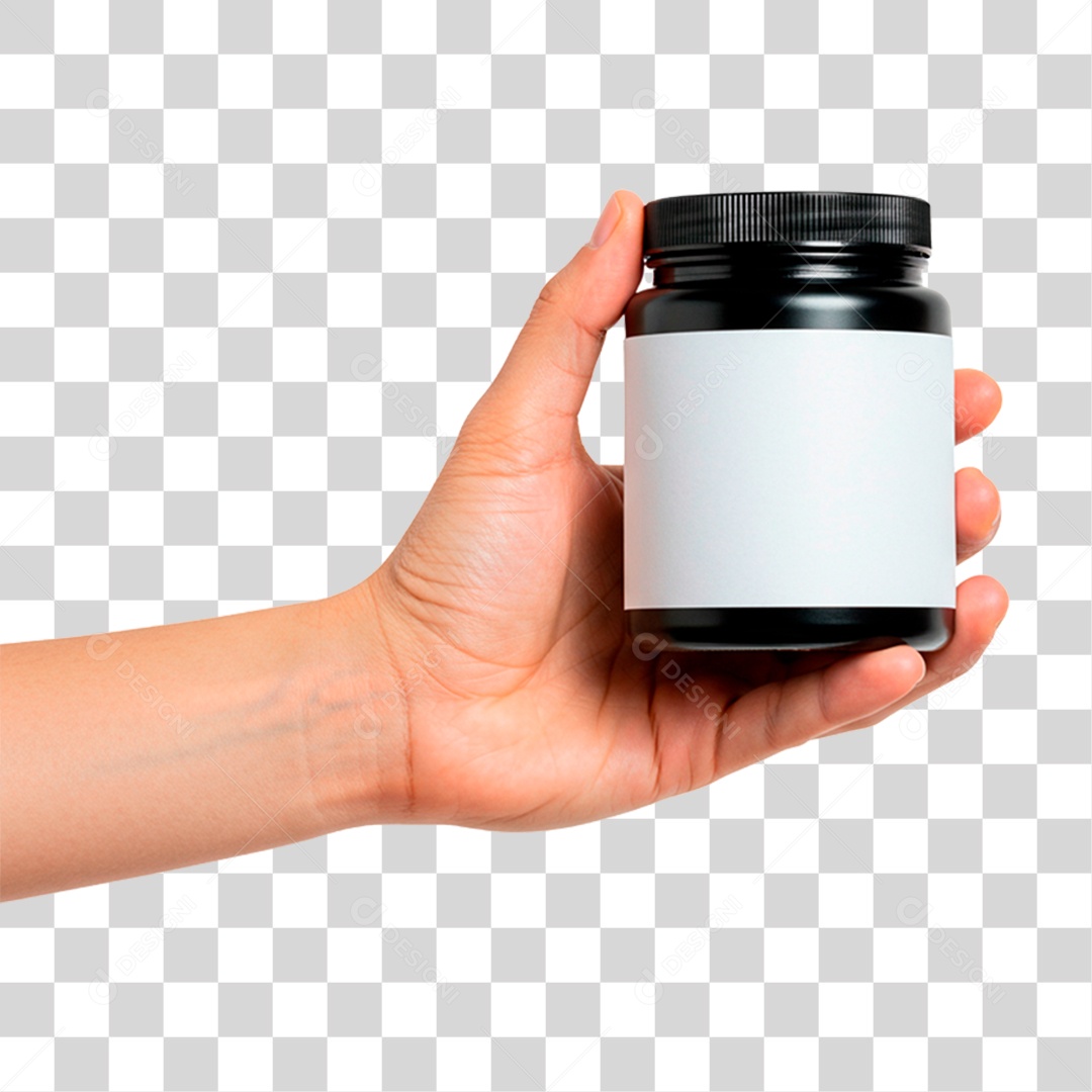 Mão Segurando Frasco PNG Transparente
