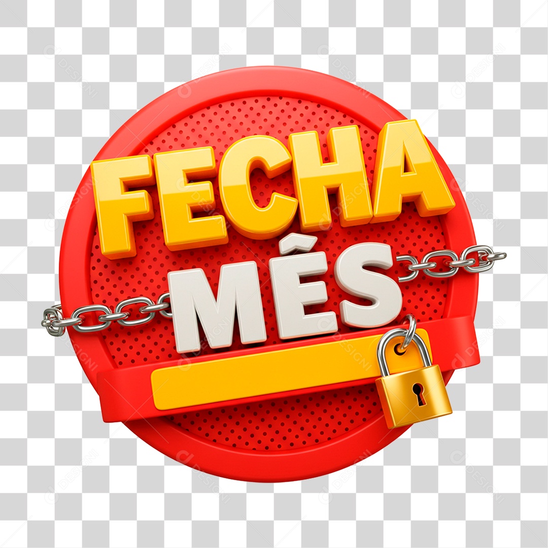 Selo 3D Fecha Mês PNG Transparente