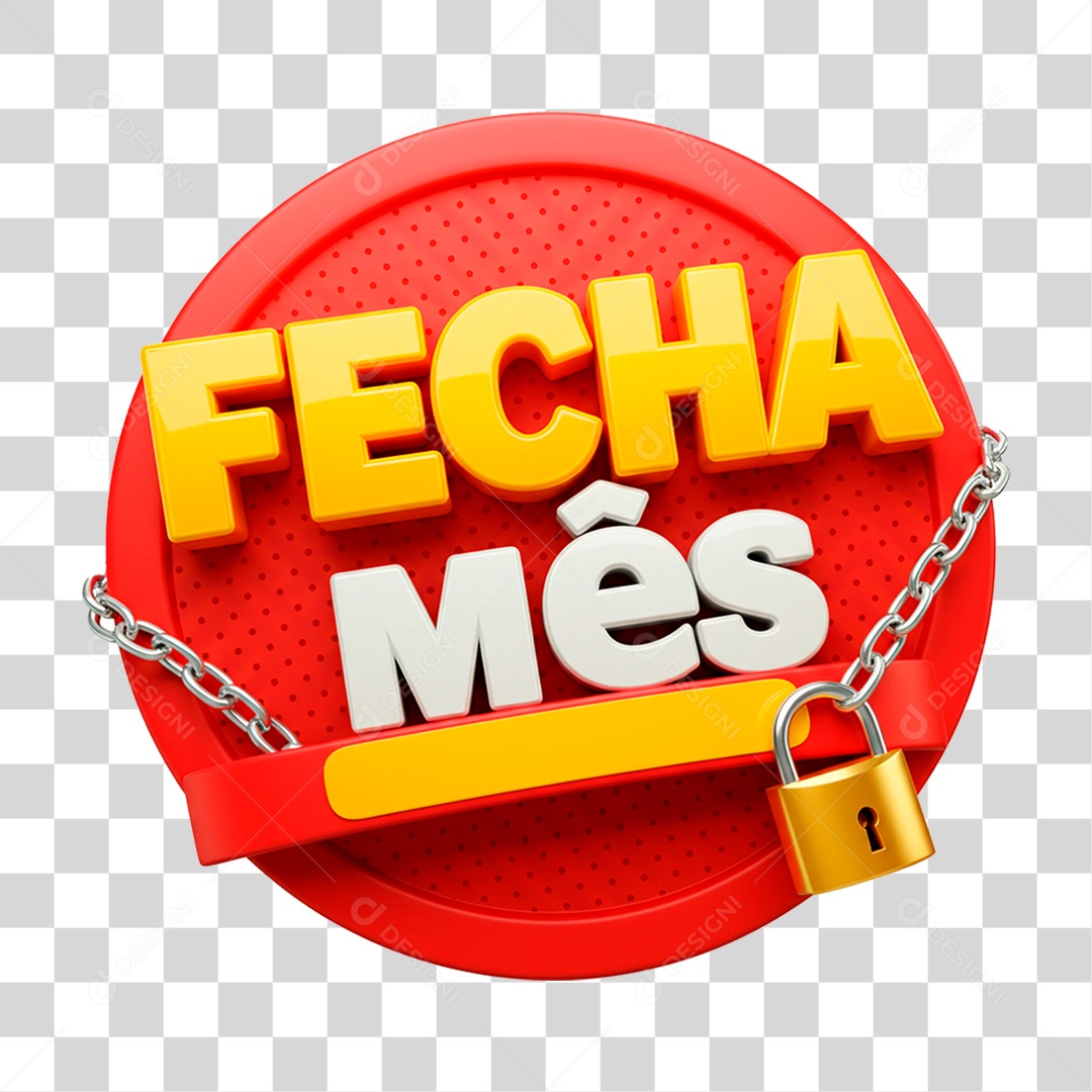 Selo 3D Fecha Mês PNG Transparente