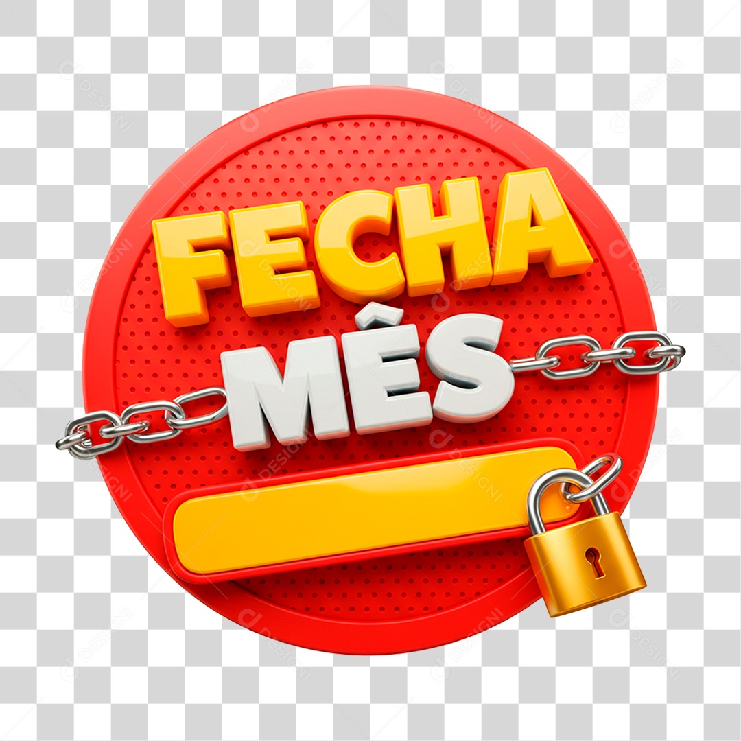 Selo 3D Fecha Mês PNG Transparente