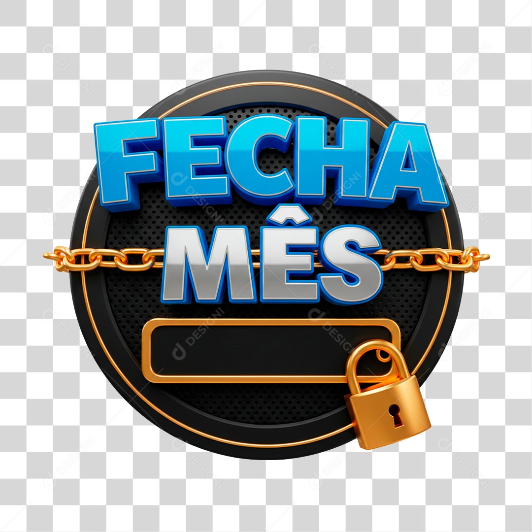 Selo 3D Fecha Mês PNG Transparente